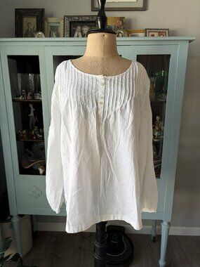 Tommy Bahama Top XL Beachy White Linen Top NWT